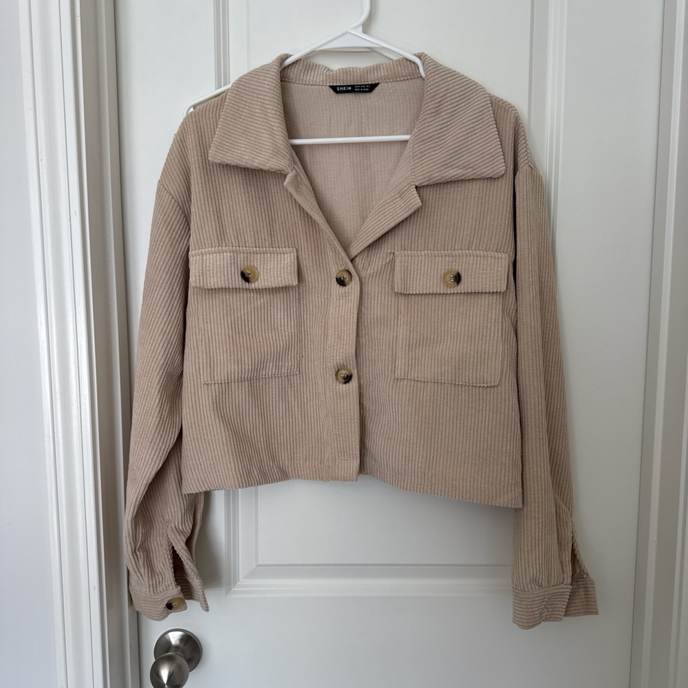 SHEIN Beige Corduroy Utility Jacket